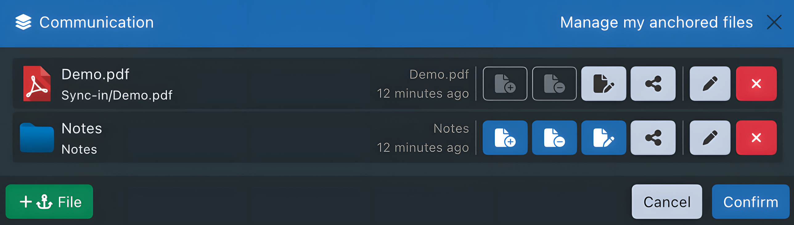 Permissions des fichiers ancrés dans un espace collaboratif Sync-in