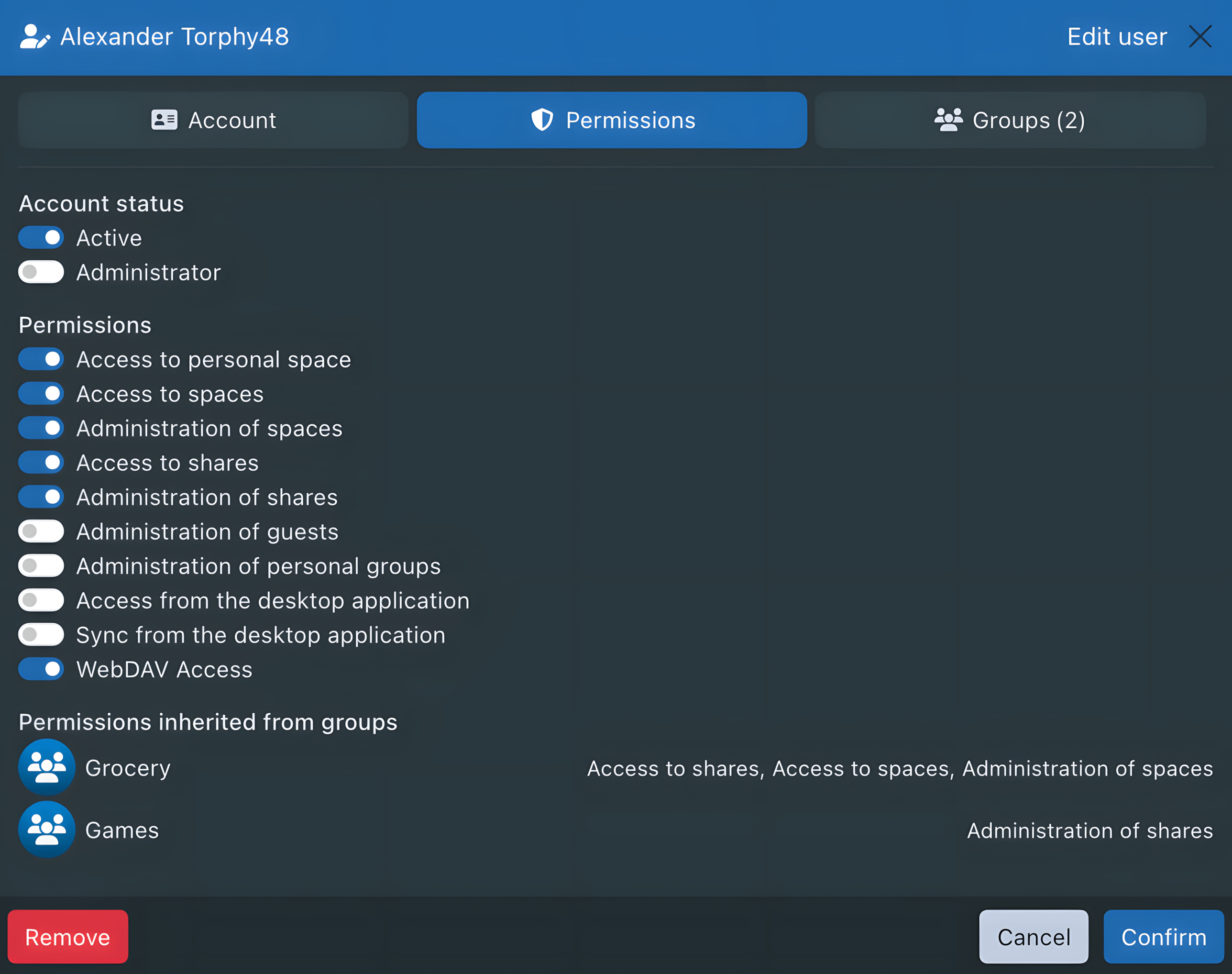 Configuration des permissions utilisateur dans Sync-in