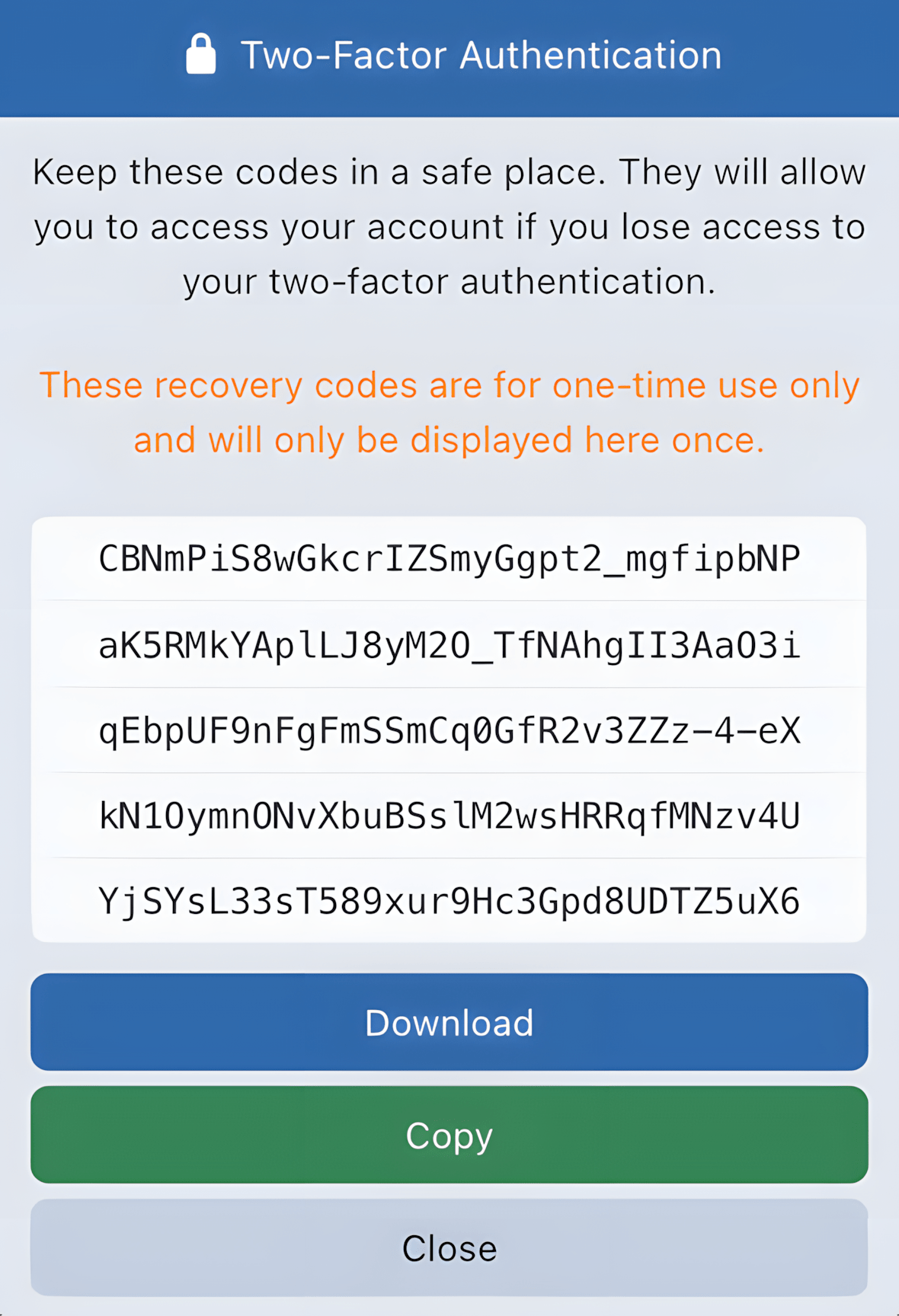 Two-Factor Authentication Step 2 Sync-in two-factor authentication recovery codes