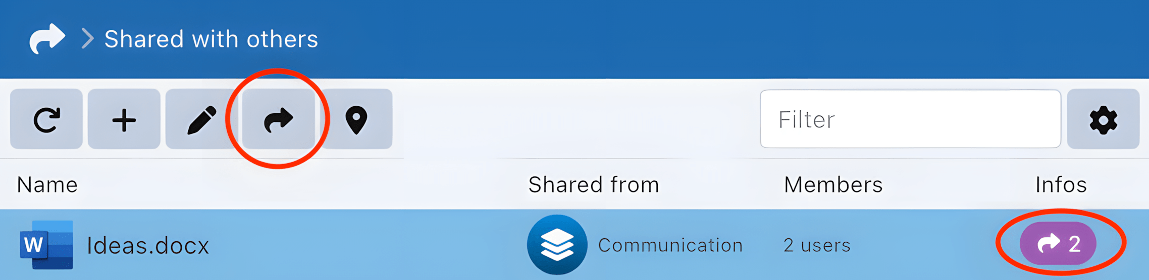 Sync-in child share count in share settings