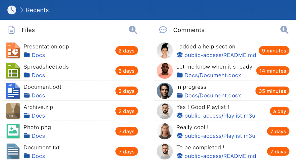 Sync-in activity tracking and comments interface